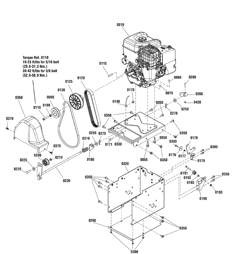 Engine And Frame Group Diagram and Parts List for 1696230-00-CH842100SE  Briggs and Stratton Snow Blower